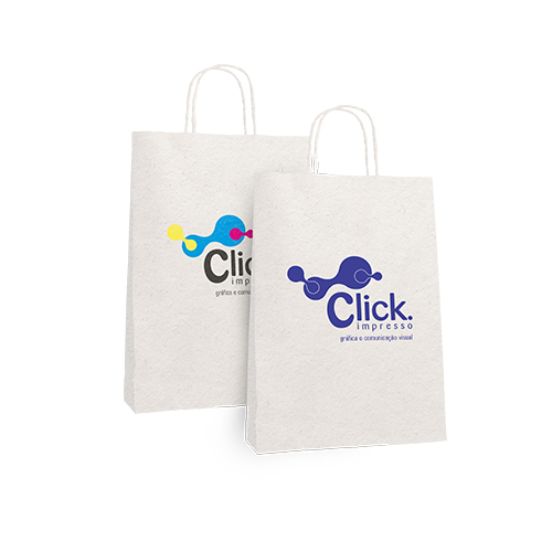 Sacola Promocional Branca, com alça fixa rustica. Impressão 1 cor ou 4 cores.